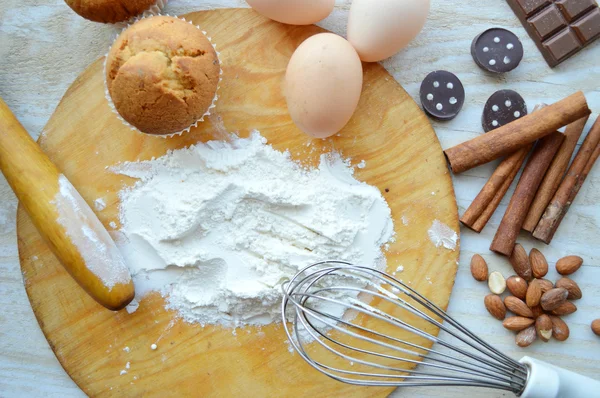 Ingredients needed for baking cupcakes