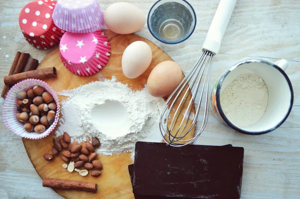 Ingredienti necessari per la cottura dei cupcake — Foto Stock