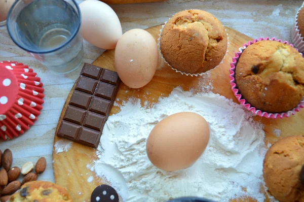 Ingredients needed for baking cupcakes Stock Picture