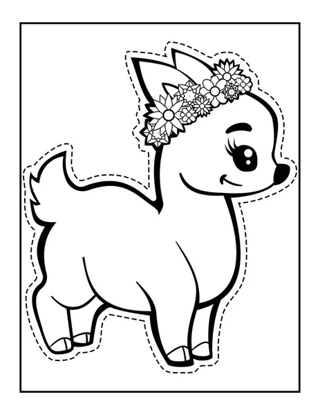 Baby Fawn Scissor Skills Coloring Activity Page Kids — Stock Photo, Image