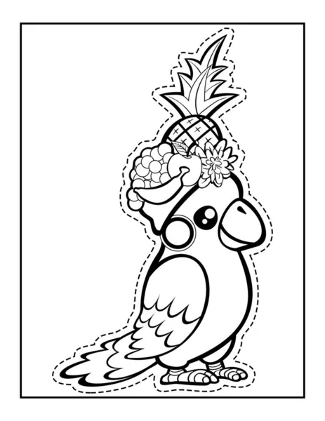 Baby Parrot Scissor Skills Coloring Activity Page Kids — Stock Photo, Image
