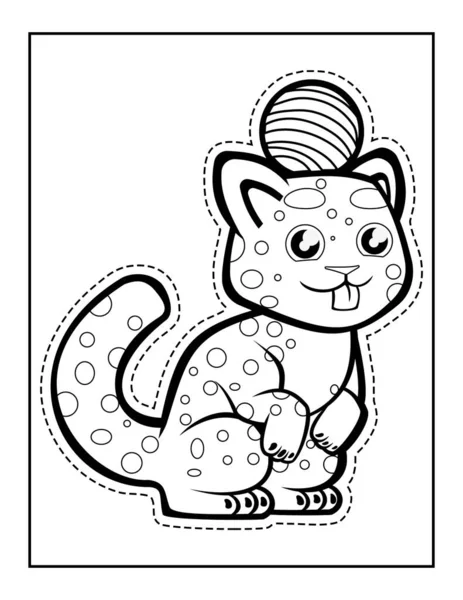 Baby Tiger Scissor Skills Coloring Activity Page Kids — Stock Photo, Image