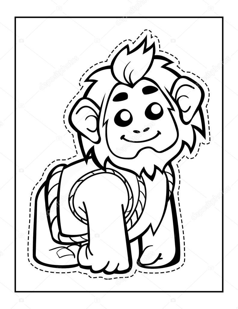 Baby Monkey Scissor Skills Coloring And Activity Page For Kids