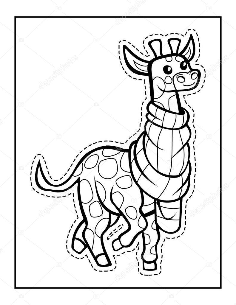Baby Giraffe Scissor Skills Coloring And Activity Page For Kids