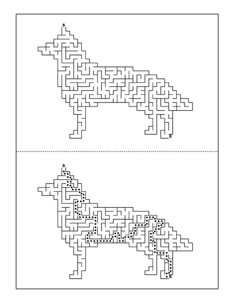 Собака Форма Лабіринт Сторінка Активності Дітей — стокове фото