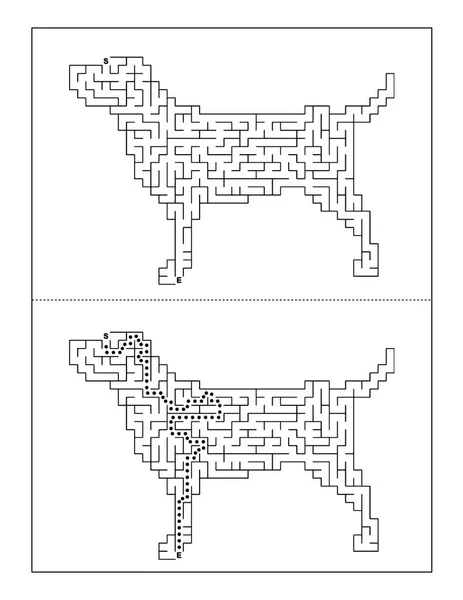 Собака Форма Лабіринт Сторінка Активності Дітей — стокове фото