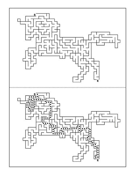 Unicorn Shape Maze Activity Page Kids — Stock Photo, Image