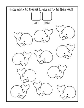 Çocuklar için kaç tane sola, kaç tane sağa doğru aktivite sayfası sayılıyor?