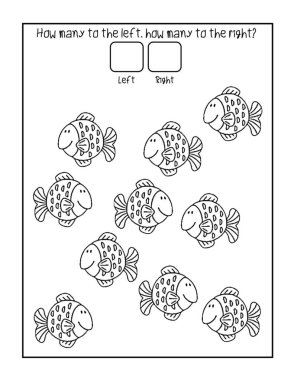 Çocuklar için kaç tane sola, kaç tane sağa doğru aktivite sayfası sayılıyor?