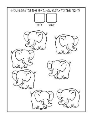 Çocuklar için kaç tane sola, kaç tane sağa doğru aktivite sayfası sayılıyor?