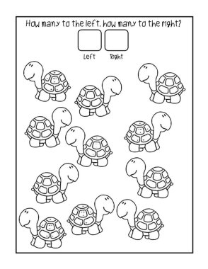 Çocuklar için kaç tane sola, kaç tane sağa doğru aktivite sayfası sayılıyor?