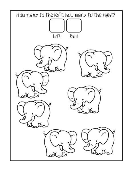 Quantos Para Esquerda Quantas Para Direita Folhas Atividade Contagem Para — Fotografia de Stock