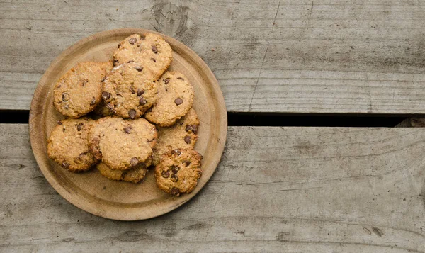 Biscoitos Caseiros Saborosos Aveia Com Rasins Damascos Secos Frutas Data — Fotografia de Stock