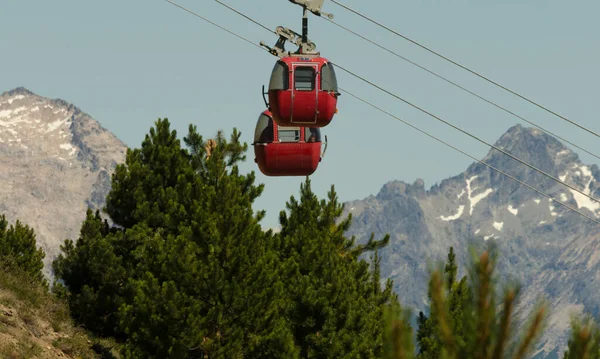 Cerro Otto Cable Car Mountains Lake Background Kilometer Center Bariloche — Stock Photo, Image