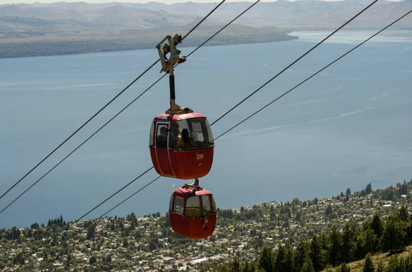 Telefecrico Lake Background Climbing Otto Hill Bariloche Argentina Red Cabins — Stock Photo, Image