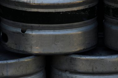 Bira fıçıları, yakın plan, sıvı depo.