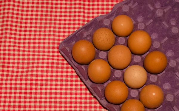 Mapa Huevos Mantel Color Rústico Huevos Color Orgánico Varios Huevos —  Fotos de Stock