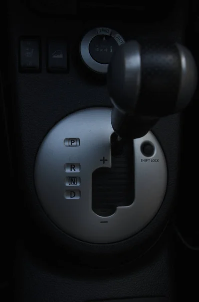 Автоматичний Важіль Передачі Автомобіля Автоматична Зміна Передач Сріблом Чорним — стокове фото