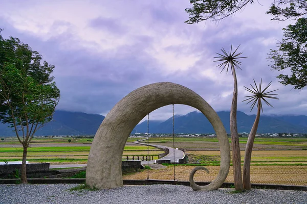 Boomvormige Installatiekunst Schommels Voor Gebogen Asfaltwegen Hualien County Taiwan Een — Stockfoto