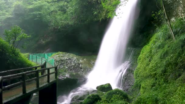 Gebruik Langzame Sluiter Waterval Nemen Schietlocatie Xitou National Park Nantou — Stockvideo