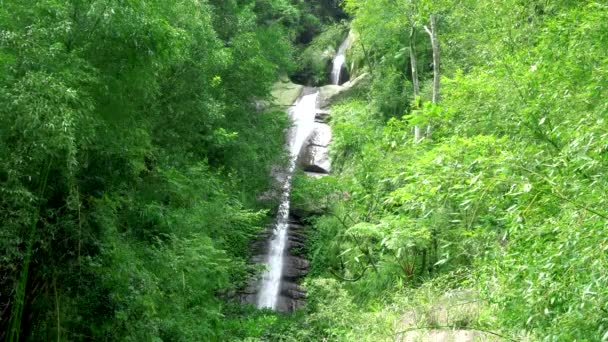 山と森の間に小さな滝 Xiaoyeliuユニークな地質景観 台湾があります — ストック動画