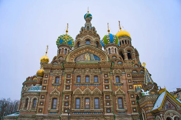 Kościół Zbawiciela Rozlanej Krwi Petersburgu Rosja Jedna Najpiękniejszych Świątecznych Kolorowych — Zdjęcie stockowe
