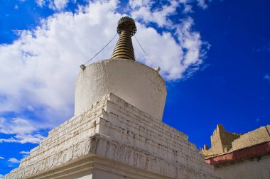 Pangong Tso or Pangong Lake is a brackish lake. Lamayuru or Gompa diskit. Landscape an endorheic lake in the himalayas, Jammu and Kashmir, India. June 2018