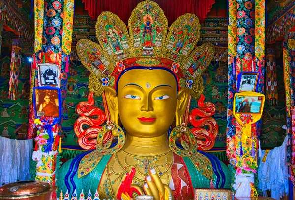 Tikse Tiksey Gompa Thiksay Thiksey Monastery Sacred Statue Buddha Landscape — Stock Photo, Image