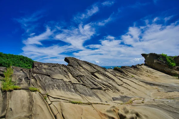 Óceán Eróziója Időjárás Furcsa Köveket Köveket Alkot Fugang Geopark Xiaoyeliu — Stock Fotó