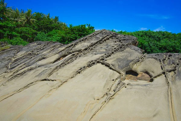 Óceán Eróziója Időjárás Furcsa Köveket Köveket Alkot Fugang Geopark Xiaoyeliu — Stock Fotó