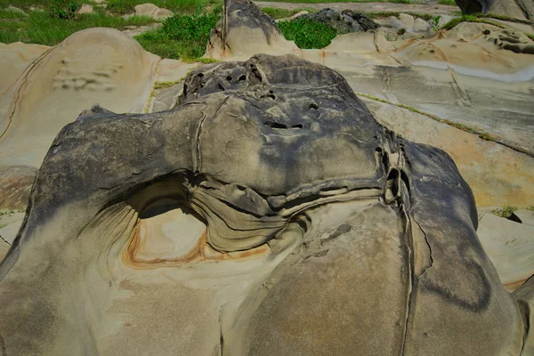 Óceán Eróziója Időjárás Furcsa Köveket Köveket Alkot Fugang Geopark Xiaoyeliu — Stock Fotó