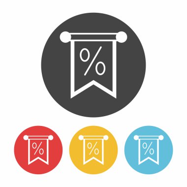 Satış indirim simgesi düz tasarım siyah