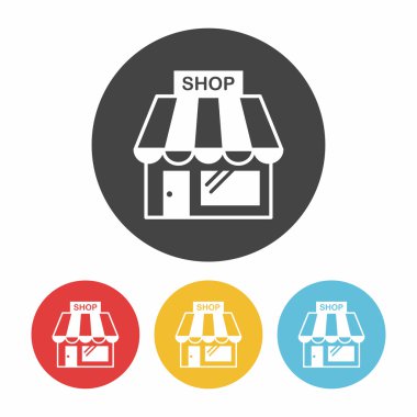 Mağaza simgesi düz tasarım siyah alışveriş