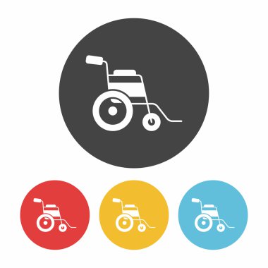 Tekerlekli sandalye simge düz tasarım siyah