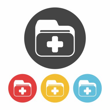 Tıbbi dosya simgesini düz tasarım siyah