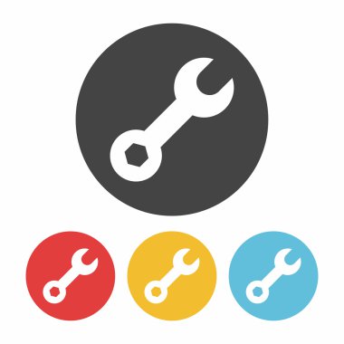 İngiliz anahtarı simgesini düz tasarım siyah