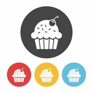 Cupcake simgesi düz tasarım siyah