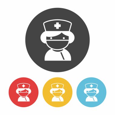 Sağlık çalışanlarının düz tasarım siyah