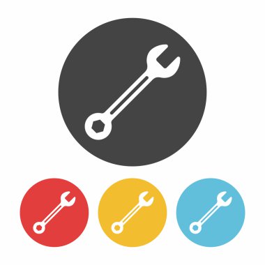 İngiliz anahtarı simgesini düz tasarım siyah