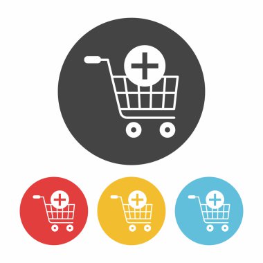 Alışveriş Sepeti simgesini düz tasarım siyah