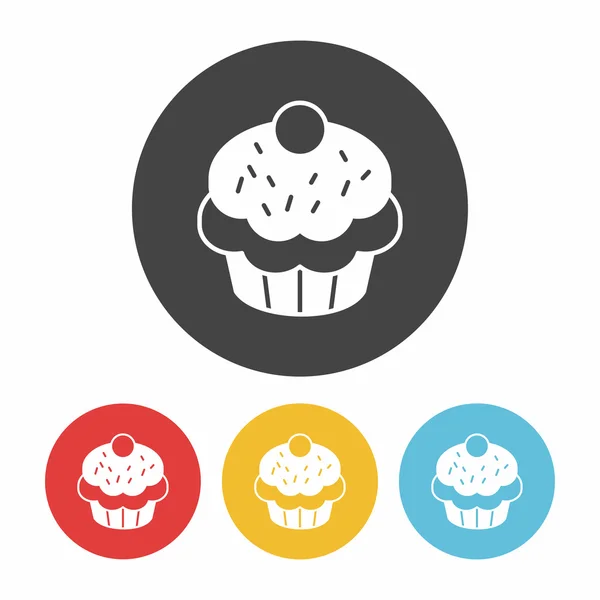 Cupcake Icon Flat Design Black — Stock Vector