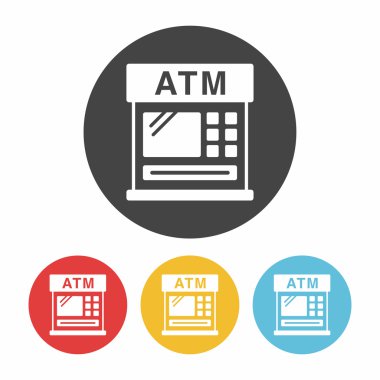Finans banka Atm simge vektör çizim