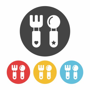 Bebek kaşık ve çatal simge vektör çizim