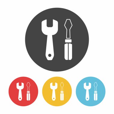 Tornavida ve İngiliz anahtarı simgesini vektör çizim