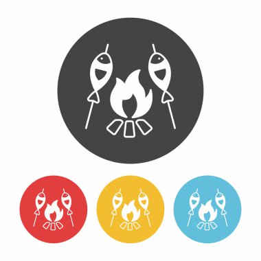 Kızartma Balık simge vektör çizim