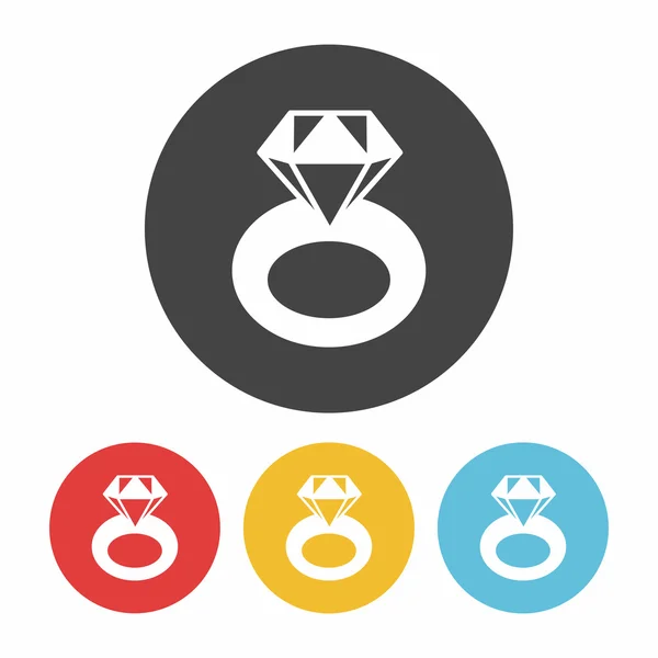 Anillo de diamantes icono vector ilustración — Vector de stock