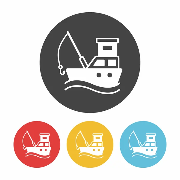 Vissen van de boot pictogram vectorillustratie — Stockvector