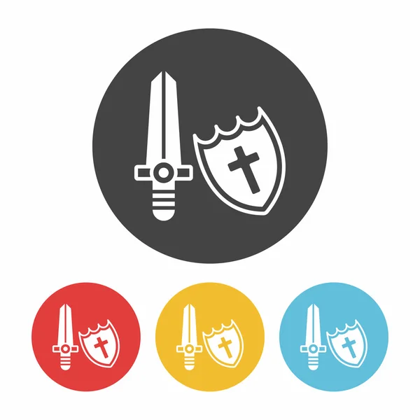 Espada y escudo icono vector ilustración vector ilustración — Vector de stock