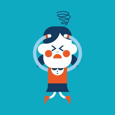 Karakter illüstrasyon tasarımı. Kız karışık çizgi film, eps