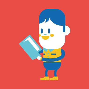 Karakter illüstrasyon tasarımı. Kitap çizgi film, okuma çocuk eps